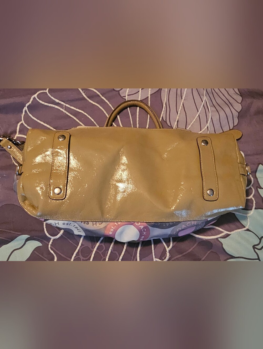 Coach Pink and Gray Signature Satchel Bag - Picture 6 of 12